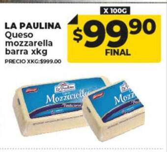 Supermayorista Vital La paulina queso mozzarella barra oferta