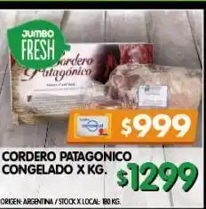 Jumbo Cordero patagonico congelado x kg oferta
