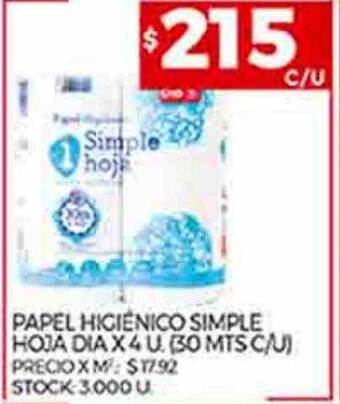 Supermercados DIA Papel higienico simple hoja oferta