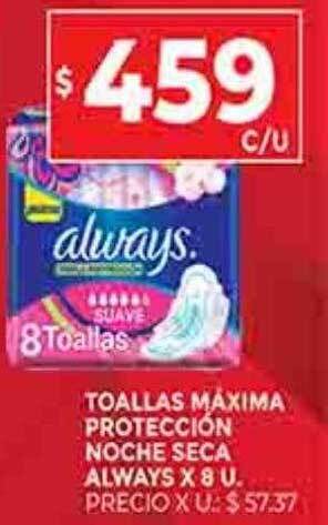 Supermercados DIA Toallas maxima proteccion noche seca always oferta