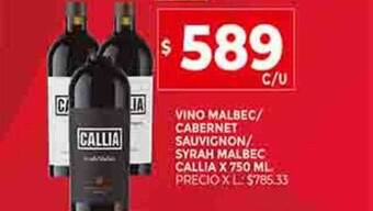 Supermercados DIA Vino malbec-cabernet sauvignon-syrah malbec callia oferta