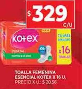 Supermercados DIA Toalla femenina esencial kotex oferta