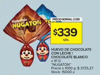 Carrefour Market Nugaton Huevo de Chocolate con Leche / Chocolate Blanco x 91 g oferta
