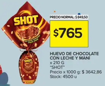 Carrefour Market Shot Huevo de Chocolate con Leche y Maní x 210 g oferta