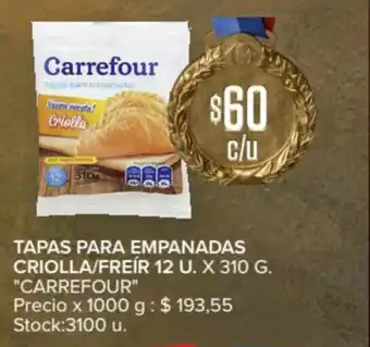Carrefour Market Carrefour Tapas para Empanadas Criolla/Freír 12 u. x 310 g. oferta