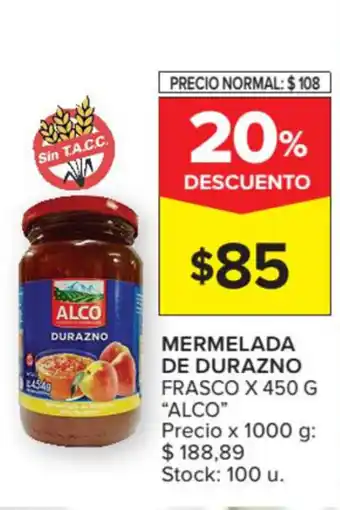 Carrefour Market Alco Mermelada de Durazno Frasco 450 g. oferta