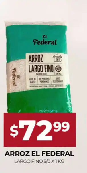Supermercados Tadicor Arroz El Federal Largo Fino 5/0 x 1 Kg oferta
