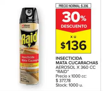 Raid Insecticida Mata Cucarachas Aerosol 350cc