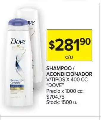 Carrefour Market Dove Shampoo/Acondicionador x400cc oferta