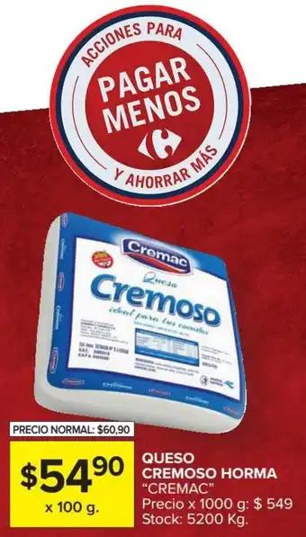 Carrefour Market Cremac Queso Cremoso Horma x1000g oferta