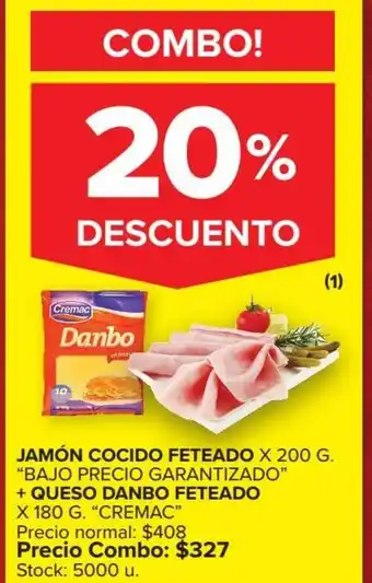 Carrefour Market Jamón Cocido Feteado x200g + Queso Danbo Feteado x180g oferta