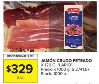 Carrefour Market Lario Jamón Crudo Feteado x120g oferta