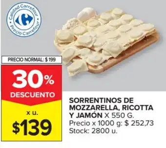 Carrefour Market Sorrentinos de Mozzarella, Ricotta Y Jamón 550g oferta