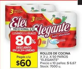 Carrefour Elegante Rollos De Cocina x3 u x50 paños oferta