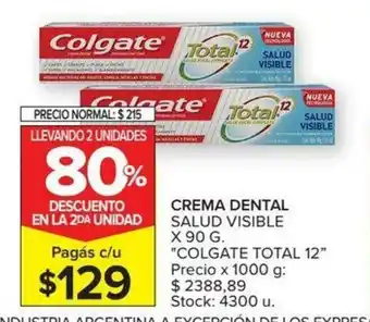 Carrefour Colgate Total 12 Crema Dental x90 g oferta