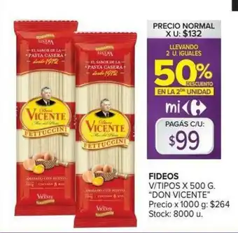 Carrefour Don Vicente Fideos x 500 g oferta