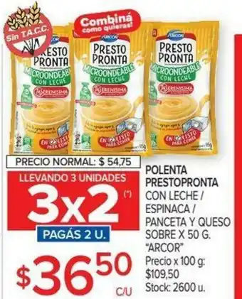 Carrefour Arcor Polenta Prestopronta x50g oferta