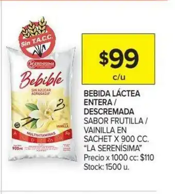 Carrefour La Serenísima Bebida Láctea Entera/Descremada x900cc oferta