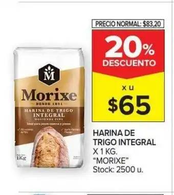 Carrefour Morixe Harina De Trigo Integral x1 kg oferta