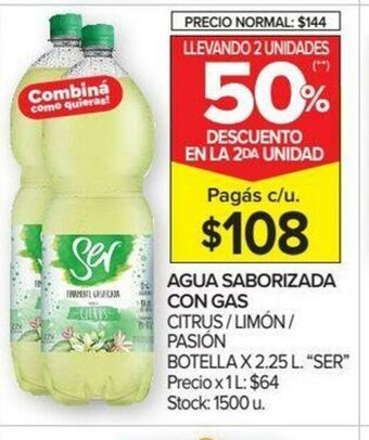 Carrefour Ser Agua Saborizada Con Gas x2.25 L oferta