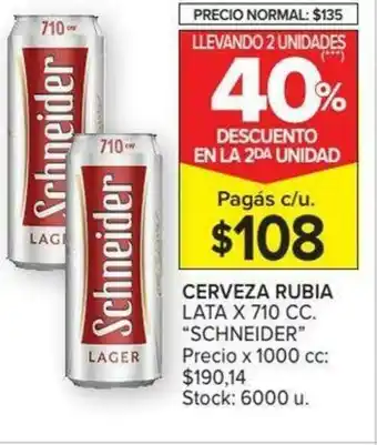 Carrefour Schneider Cerveza Rubia x710 cc oferta