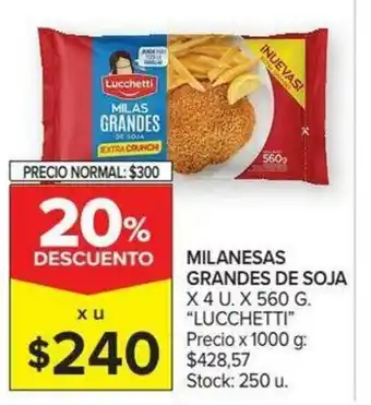 Carrefour Lucchetti Milanesas Grandes De Soja x4u x560 g oferta