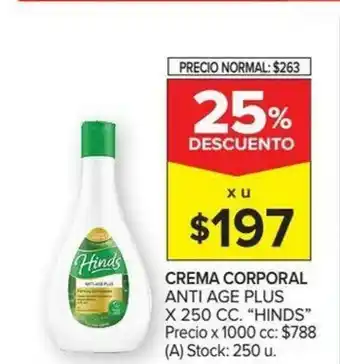 Carrefour Hinds Crema Corporal x250cc oferta