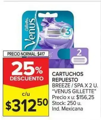 Carrefour Venus Gillette Cartuchos Repuesto x2u oferta