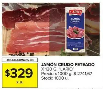 Carrefour Lario Jamón Crudo Feteado x120g oferta