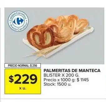 Carrefour Palmeritas De Manteca x200g oferta