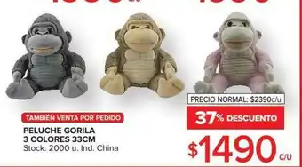 Carrefour Peluche Gorila 3 Colores 33cm oferta