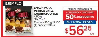 Carrefour Dr.Zoo Snack Para Perros Grill Churrasquitos x50g oferta