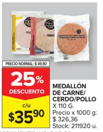 Carrefour Market Medallón de Carne/ Cerdo/ Pollo 110g oferta