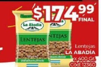 Diarco Lentejas La Abadía x 400 gr. oferta