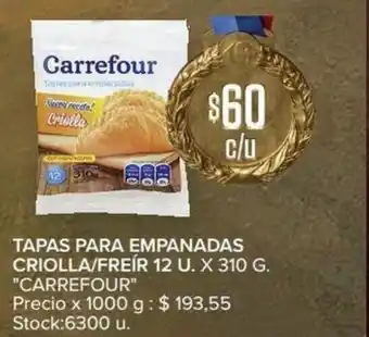 Carrefour Carrefour Tapas para Empanadas Criolla/Freír 12u x 310g oferta