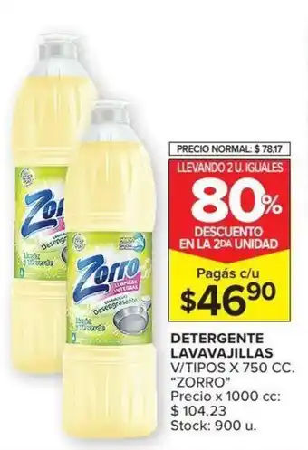 Carrefour Zorro Detergente Lavavajillas 750cc oferta