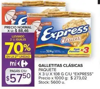 Carrefour Express Galletitas Clásicas Paquete 3u x 108g c/u oferta