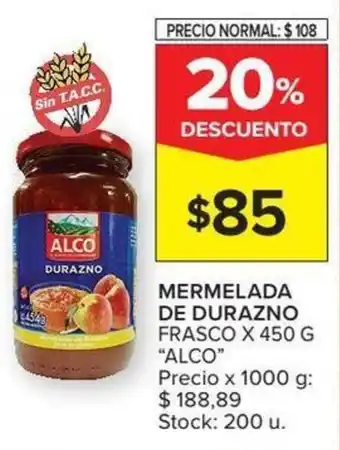 Carrefour Alco Mermelada de Durazno Frasco 450g oferta