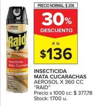 Carrefour Raid Insecticida Mata Cucarachas Aerosol 360cc oferta