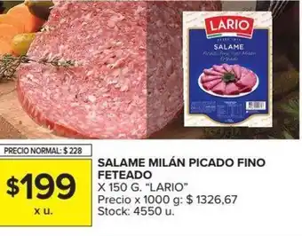 Carrefour Lario Salame Milán Picado Fino Feteado 150g oferta