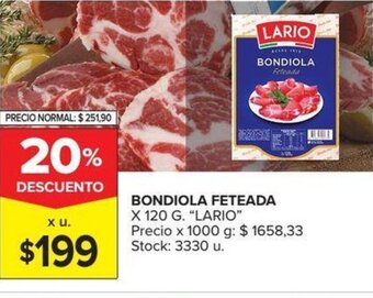 Carrefour Lario Bondiola Feteada 120g oferta