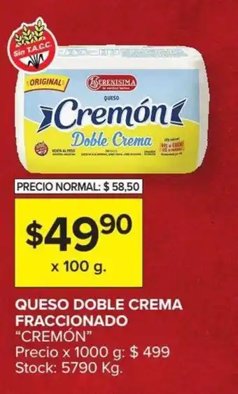 Carrefour Cremón Queso Doble Crema Fraccionado 100g oferta