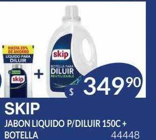 Masivos Skip jabon liquido p-diluir 150c+botella oferta