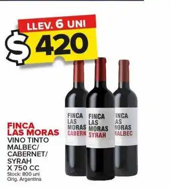 Carrefour Maxi Finca las moras vino tinto malbec cabernet syrah oferta