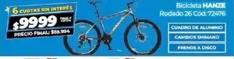 Diarco Bicicleta Hanze Rodado 26 oferta
