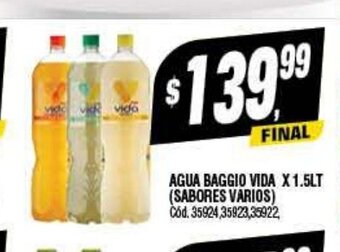 Supermercados Yaguar Agua Baggio Vida x 1.5Lt oferta