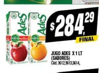Supermercados Yaguar Jugo Ades x 1lt oferta