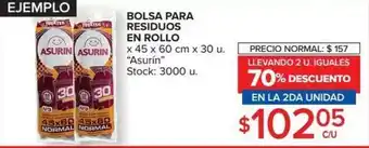 Carrefour Asurín Bolsa para Residuos En Rollo 45 x 60cm x 30u oferta