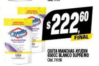 Supermercados Yaguar Quita Manchas Ayudin 650cc Blanco Supremo oferta