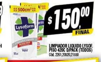 Supermercados Yaguar Limpiador Liquido Lysof. Piso 420c D/Pack oferta